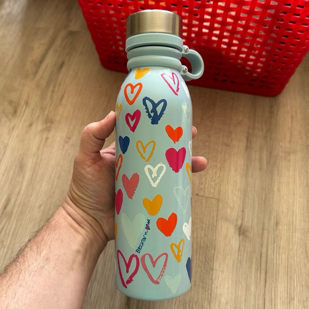 Brighton Color of Love Powder Blue Double Walled Water Bottle Hearts 20 oz